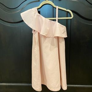 Hope & Henry  Dress Pink Linen Blend One Shoulder Lined Summer Size 10 EUC